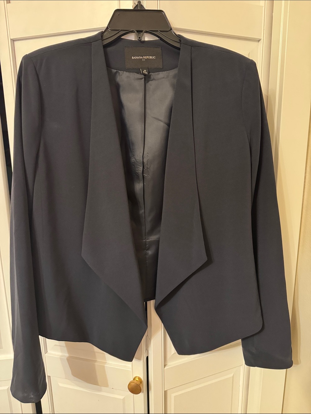 Banana Republic Women's Dark Navy Open-Front Draped Blazer